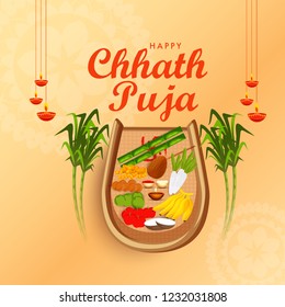 Illustration,Greeting Card Design For Festival Of Chhath Puja.