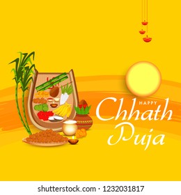 Illustration,Greeting Card Design For Festival Of Chhath Puja.