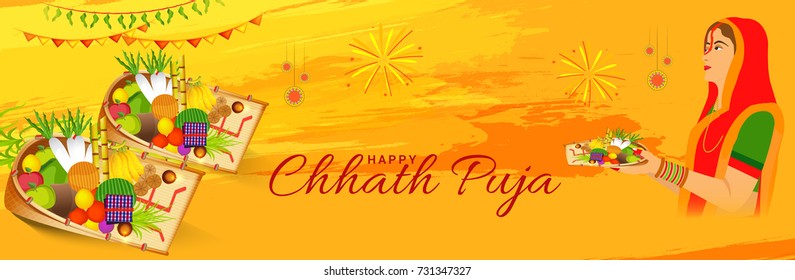 Illustration,Greeting Card Design For Festival Of Chhath Parv.