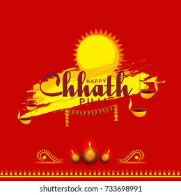Illustration,Greeting Card Design For Festival Of Chhath Parv.