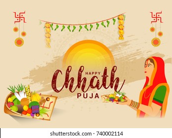 Illustration,Greeting Card Design For Festival Of Chhath Parv.