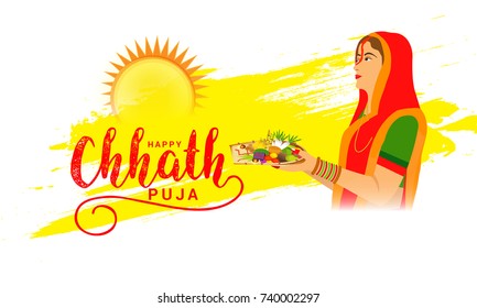 Illustration,Greeting Card Design For Festival Of Chhath Parv.