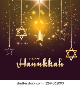 
Illustration,Greeting Card Or Invitation Card Design Happy Hanukkah.