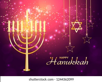 
Illustration,Greeting Card Or Invitation Card Design Happy Hanukkah.