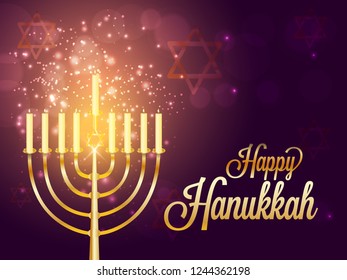 
Illustration,Greeting Card Or Invitation Card Design Happy Hanukkah.