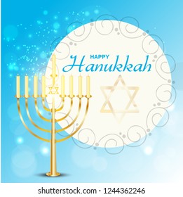 
Illustration,Greeting Card Or Invitation Card Design Happy Hanukkah.