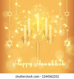 
Illustration,Greeting Card Or Invitation Card Design Happy Hanukkah.