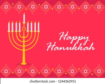 
Illustration,Greeting Card Or Invitation Card Design Happy Hanukkah.