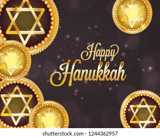 
Illustration,Greeting Card Or Invitation Card Design Happy Hanukkah.