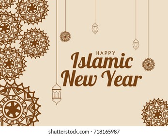 Illustration,Greeting Card For Islamic New Year.