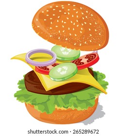 illustration.hamburger on white background.