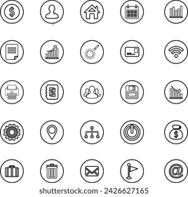Illustration-lined business icons, a stylish and modern design in high-quality eps. Perfect for digital and print media.