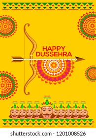 Illustration,Poster Or Banner For Happy Dussehra.