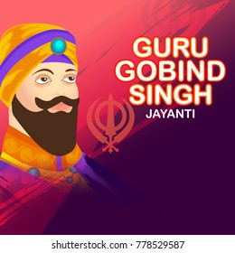 Illustration,Poster Or Banner of Happy Guru Gobind Singh Jayanti For Sikh Celebration.