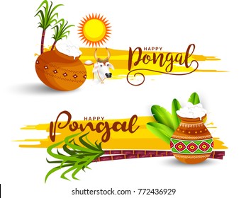 Illustration,Poster Or Banner Of Happy Pongal Background.