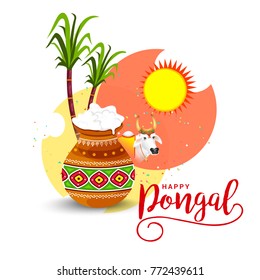 Illustration,Poster Or Banner Of Happy Pongal Background.
