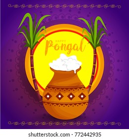 Illustration,Poster Or Banner Of Happy Pongal Background.