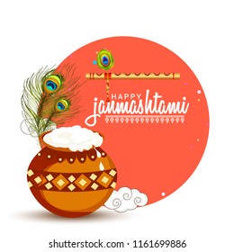 Illustration,poster or banner for indian festival of janmashtami celebration.