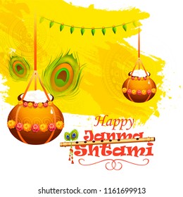Illustration,poster or banner for indian festival of janmashtami celebration.
