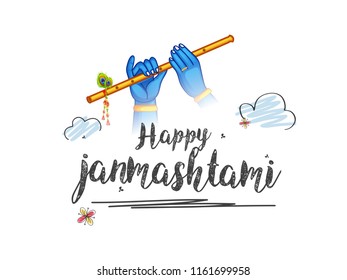 Illustration,poster or banner for indian festival of janmashtami celebration.
