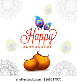 Illustration,poster or banner for indian festival of janmashtami celebration.