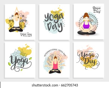 Illustration,Poster Or Banner Set Of International Yoga Day.