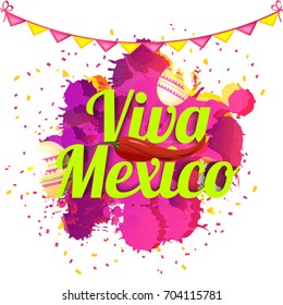 Illustration,poster or banner of viva mexico,Mexican holiday Background.