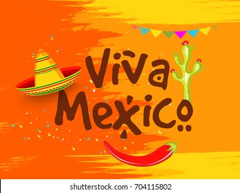 Illustration,poster or banner of viva mexico,Mexican holiday Background.