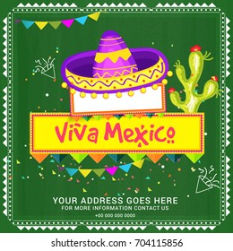 Illustration,poster or banner of viva mexico,Mexican holiday Background.