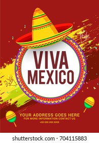 Illustration, Poster oder Banner von viva mexico, mexikanischer Ferienhintergrund.