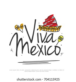Illustration,poster or banner of viva mexico,Mexican holiday Background.