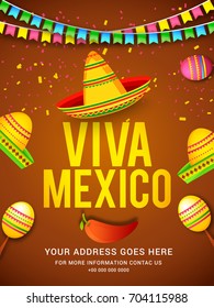 Illustration,poster or banner of viva mexico,Mexican holiday Background.