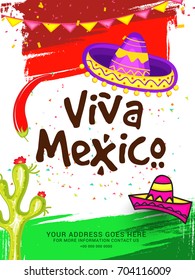 Illustration,poster or banner of viva mexico,Mexican holiday Background.