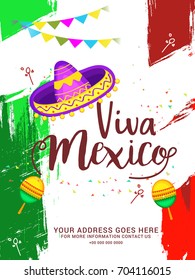 Illustration,poster or banner of viva mexico,Mexican holiday Background.