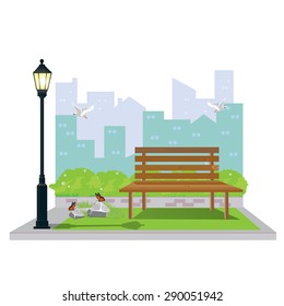 illustration.Public Park in The City.