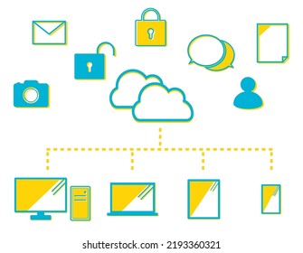 Cloud.　Internet.　Vector illustrations .