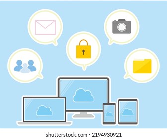 Cloud.　Internet.　Vector illustrations .