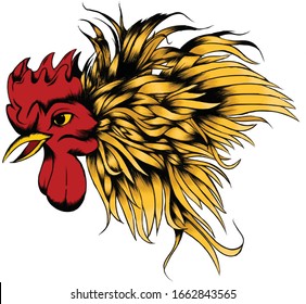 illustrations about the rooster's head can be used as icons, logos, tattoos, emblems