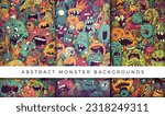 Illustrations of abstract monster background patterns