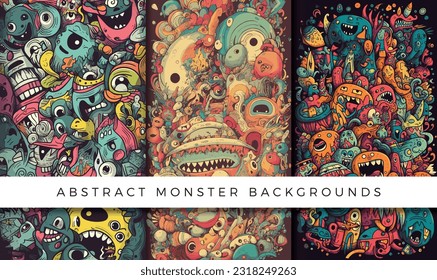 Illustrations of abstract monster background patterns