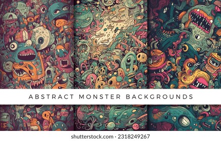 Illustrations of abstract monster background patterns