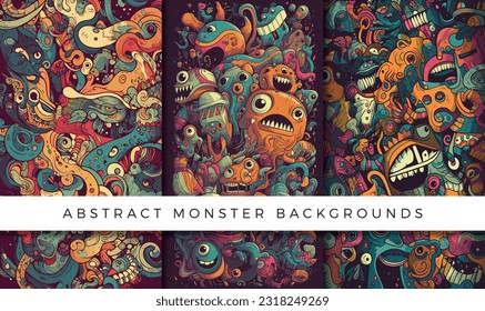 Illustrations of abstract monster background patterns