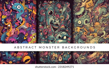 Illustrations of abstract monster background patterns