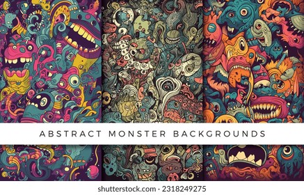 Illustrations of abstract monster background patterns
