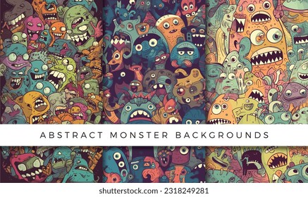 Illustrations of abstract monster background patterns
