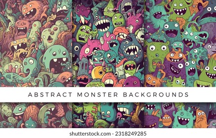 Illustrations of abstract monster background patterns