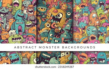 Illustrations of abstract monster background patterns