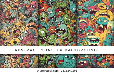 Illustrations of abstract monster background patterns