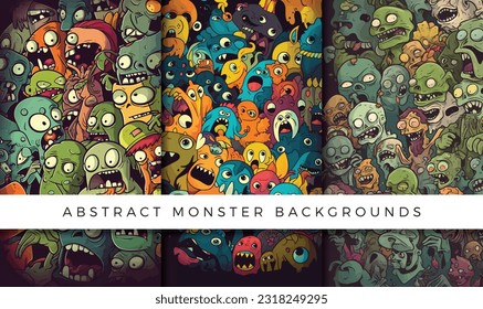 Illustrations of abstract monster background patterns