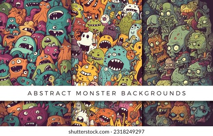 Illustrations of abstract monster background patterns